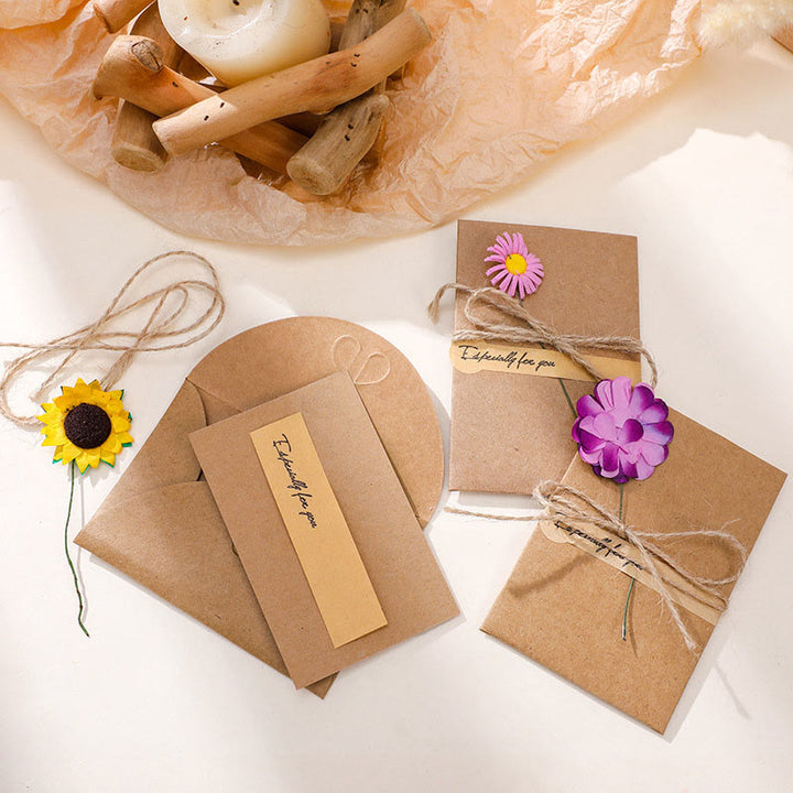 Flower Decor Kraft Paper Envelope For Invitation Greeting Card