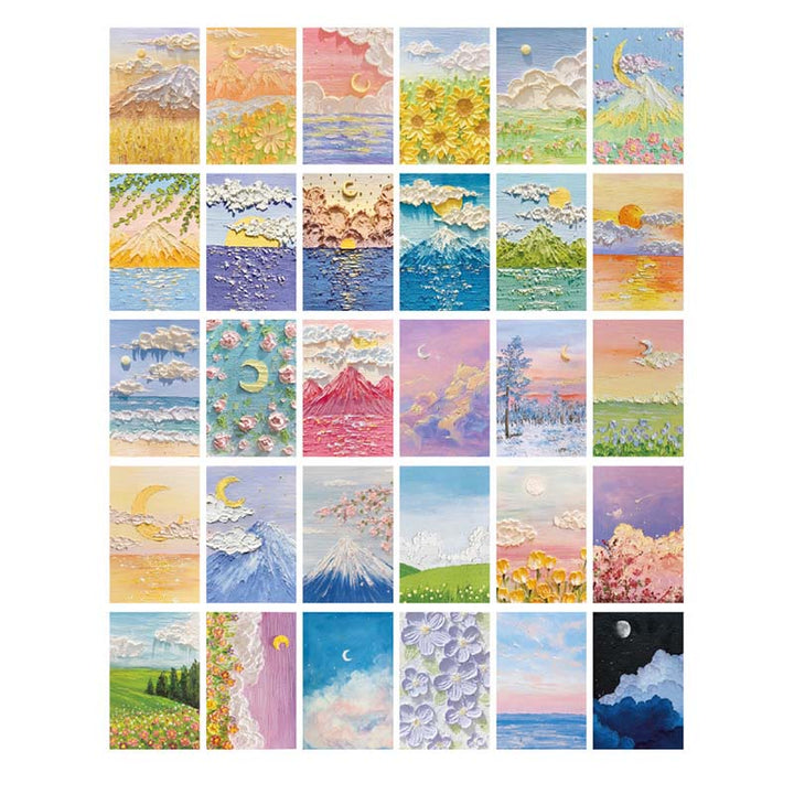 30pcs Four Season Series Postcard Oil Painting Style For Greeting