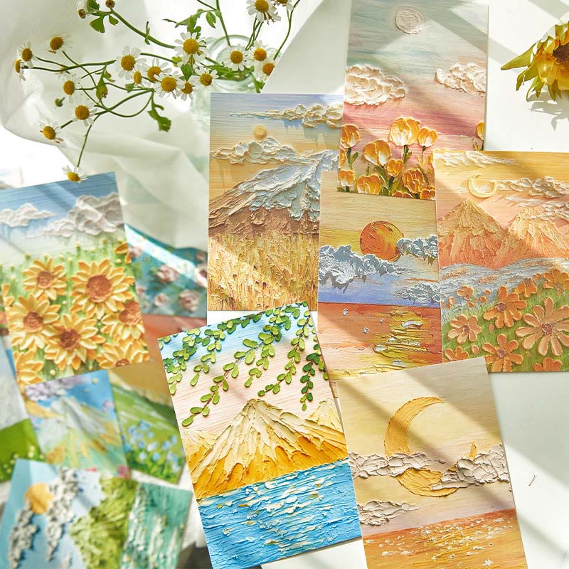 30pcs Four Season Series Postcard Oil Painting Style For Greeting