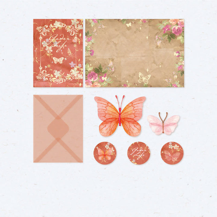 Flower Butterfly Footnote Series Postcard Romantic Style For Greeting