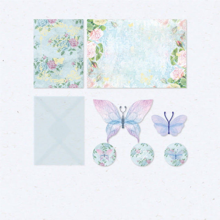 Flower Butterfly Footnote Series Postcard Romantic Style For Greeting