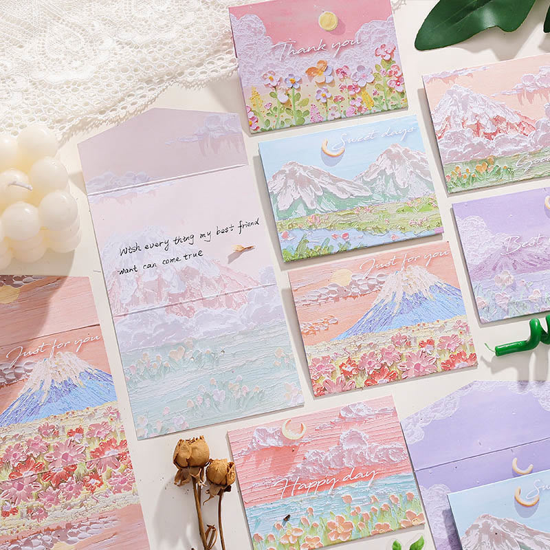 6pcs Sun And Beauty Series Postcard Trifold Style For Greeting