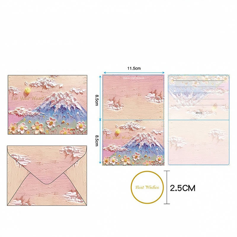 6pcs Oil Painting Series Postcard Envelope Set For Holiday Greeting