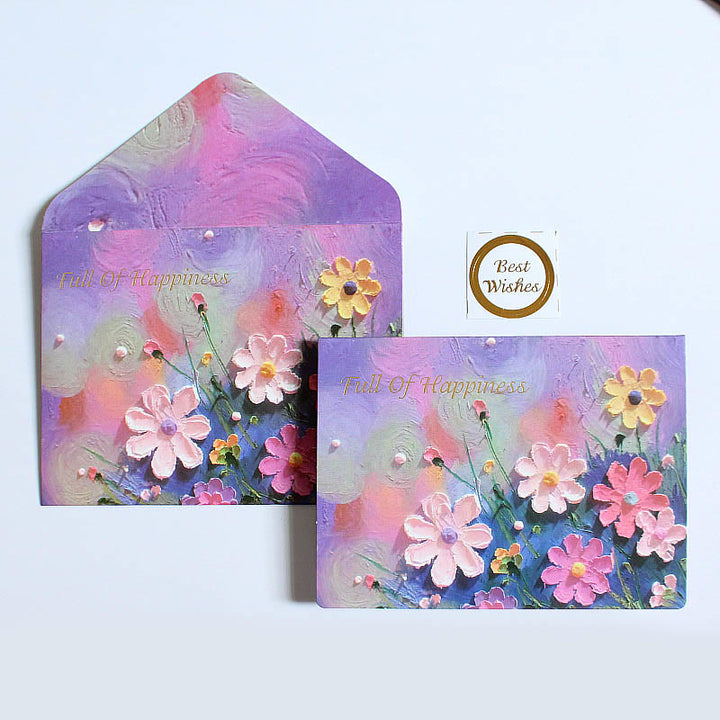 6pcs Oil Painting Series Postcard Envelope Set For Holiday Greeting