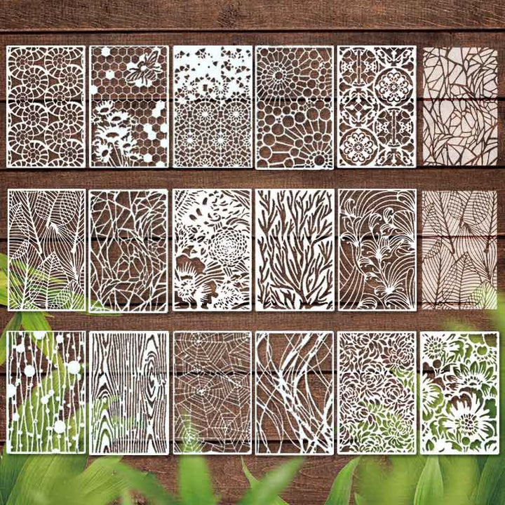 12pcs Leaf Coral Texture Stencil For Painting Junk Journaling Supplies