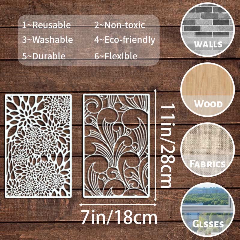 12pcs Leaf Coral Texture Stencil For Painting Junk Journaling Supplies