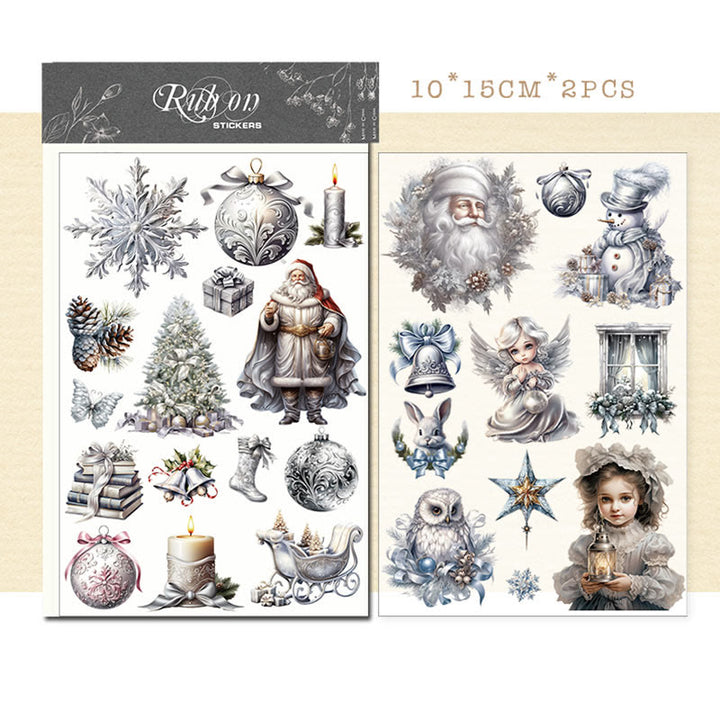 Silver Christmas Series Rub On Sticker Transfer Sticker For Crafts