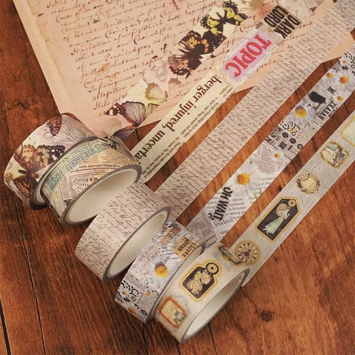 12 Rolls Set Vintage Newspaper Series Washi Tape Scrapbook Tape