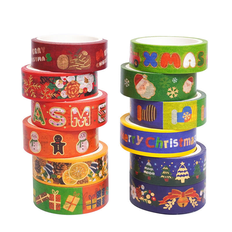 12 Rolls Set Christmas Stump Series Washi Tape Scrapbook Tape