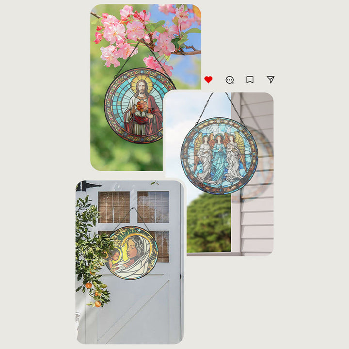 Angels Suncatcher Window Decor Stained Glass Ornament