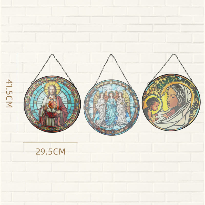 Angels Suncatcher Window Decor Stained Glass Ornament
