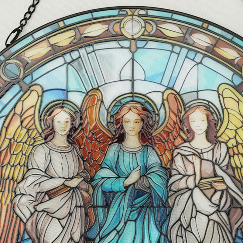 Angels Suncatcher Window Decor Stained Glass Ornament