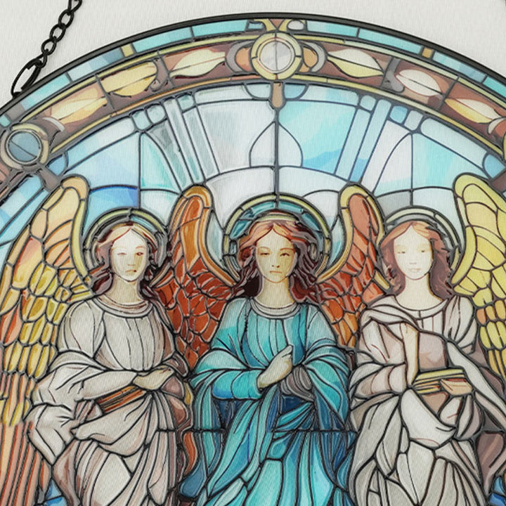 Angels Suncatcher Window Decor Stained Glass Ornament