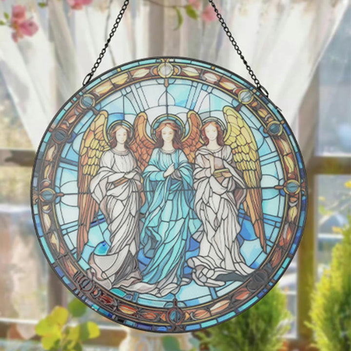 Angels Suncatcher Window Decor Stained Glass Ornament