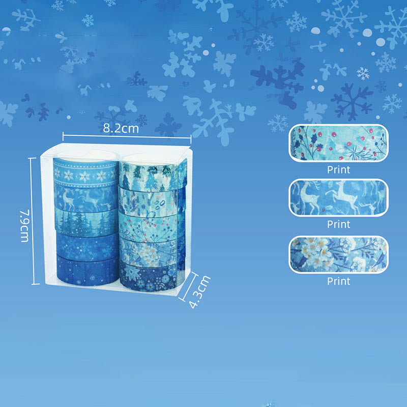 10 Rolls Set Snowflake Christmas Series Washi Tape Scrapbook Tape