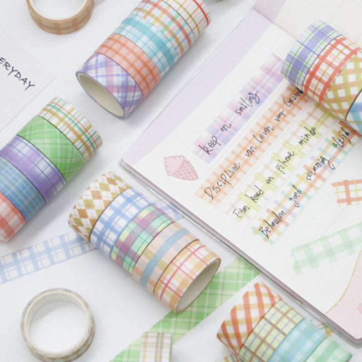 Fresh Grid Series Washi Tape Set Decorative Scrapbook Tape