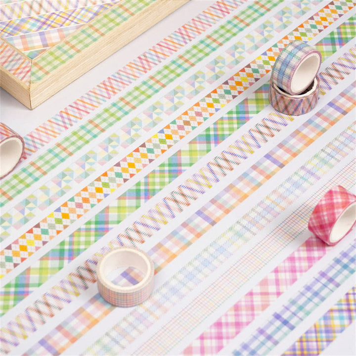 12 Rolls Set Grid Pattern Series Washi Tape Scrapbook Tape