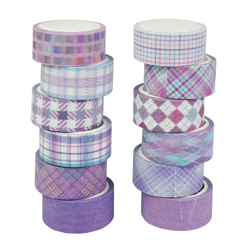 12 Rolls Set Grid Pattern Series Washi Tape Scrapbook Tape