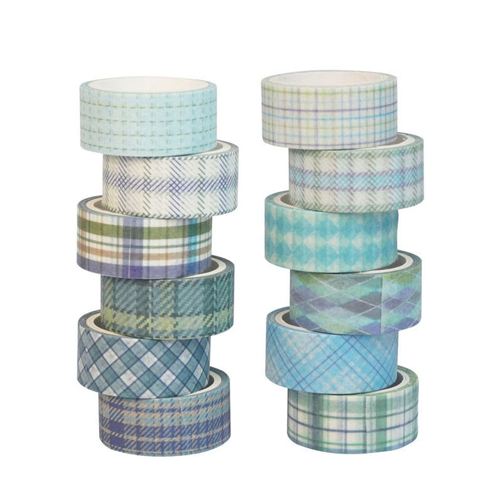 12 Rolls Set Grid Pattern Series Washi Tape Scrapbook Tape