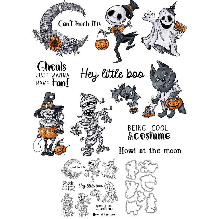 Funny Ghost Stamp Cutting Dies Set For Handmade Postcard Crafts