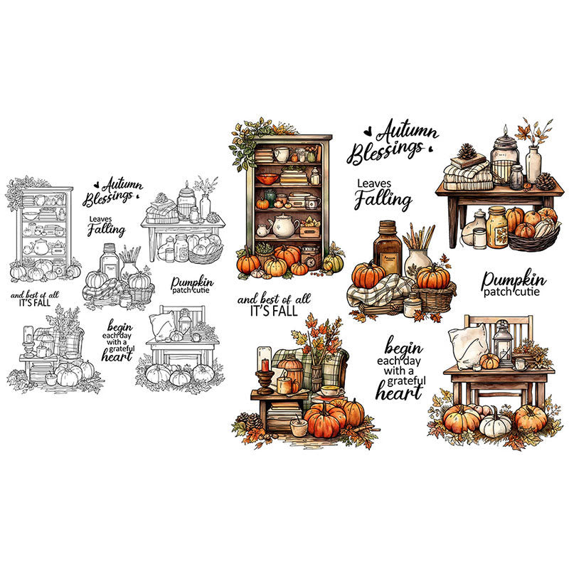 Pumpkin House Stamp Cutting Dies Set For Handmade Postcard Crafts