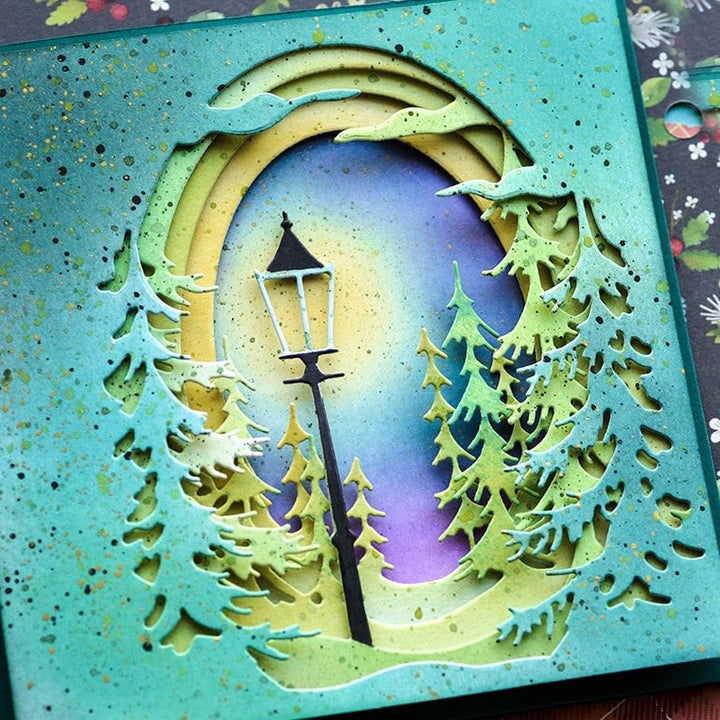 Christmas Tree Lamp Cutting Dies For Handmade Postcard Crafts