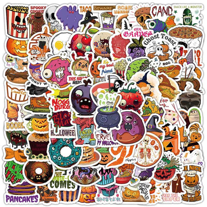 100pcs Halloween Food Series Sticker For DIY Journal Decor