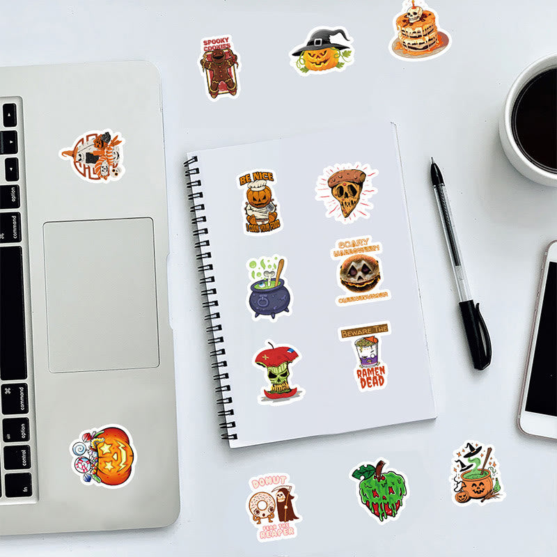 100pcs Halloween Food Series Sticker For DIY Journal Decor