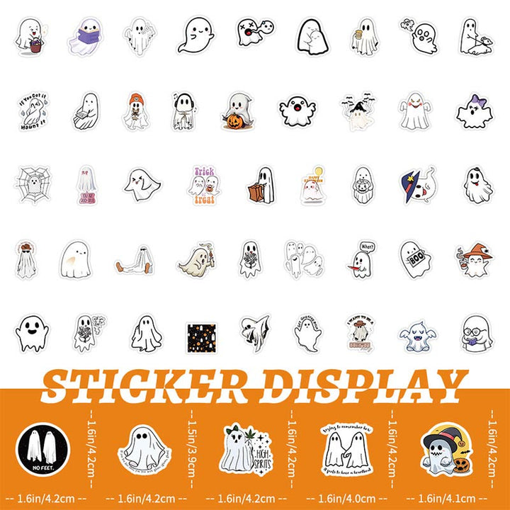 100pcs Cute White Ghost Series Sticker For DIY Journal Decor