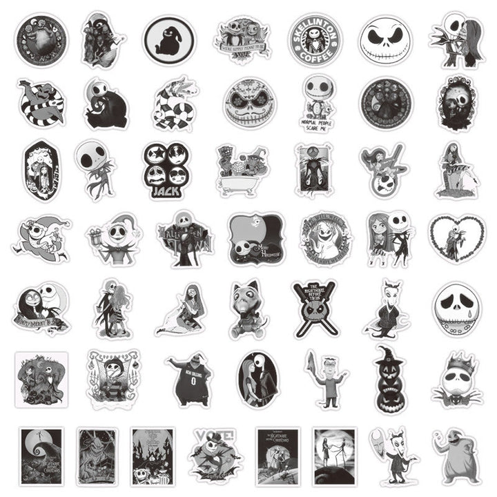 50pcs Black White Halloween Series Sticker For DIY  Journal Decor