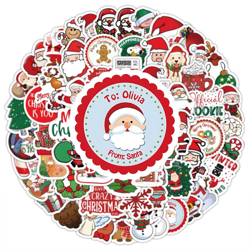 100pcs Happy Christmas Holiday Series Sticker For DIY Journal Decor