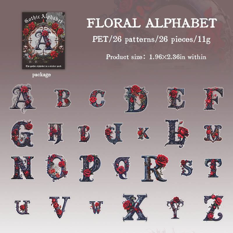 Gothic Alphabet Series Sticker For DIY Journal Decor