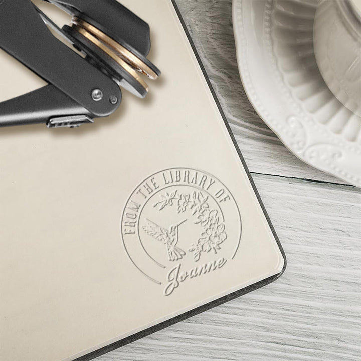 Personalized Hummingbird Monogram Book Embosser Stamp With Name For Gift