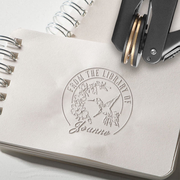 Personalized Hummingbird Monogram Book Embosser Stamp With Name For Gift