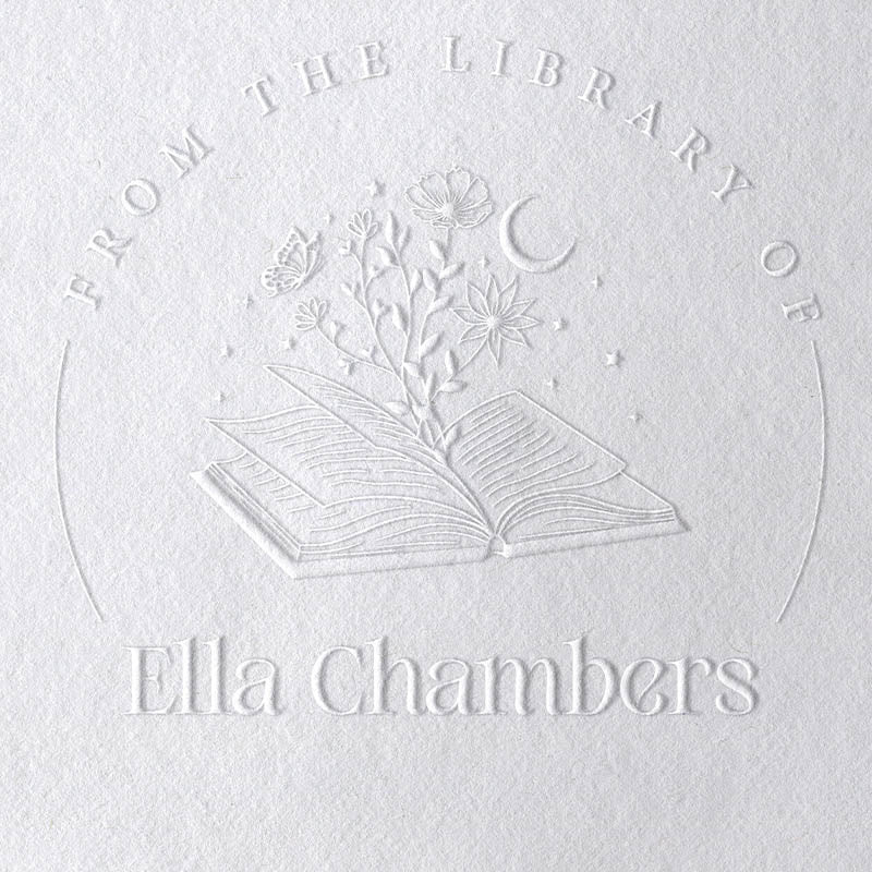 Personalized Books And Plants Monogram Book Embosser Stamp With Name