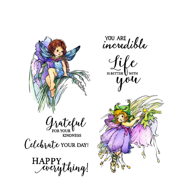 Cartoon Flower Fairies Stamp Cutting Dies Set For Handmade Greeting Cards