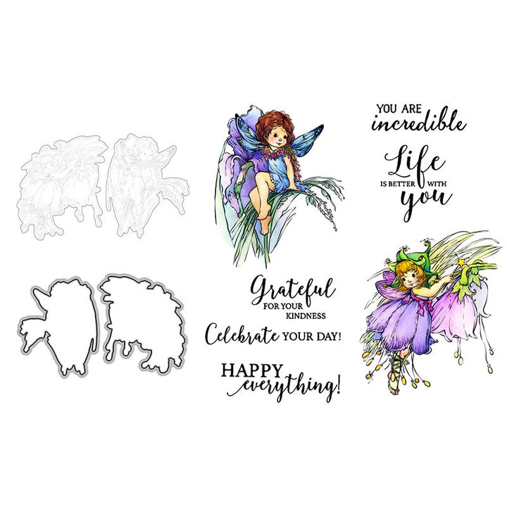 Cartoon Flower Fairies Stamp Cutting Dies Set For Handmade Greeting Cards