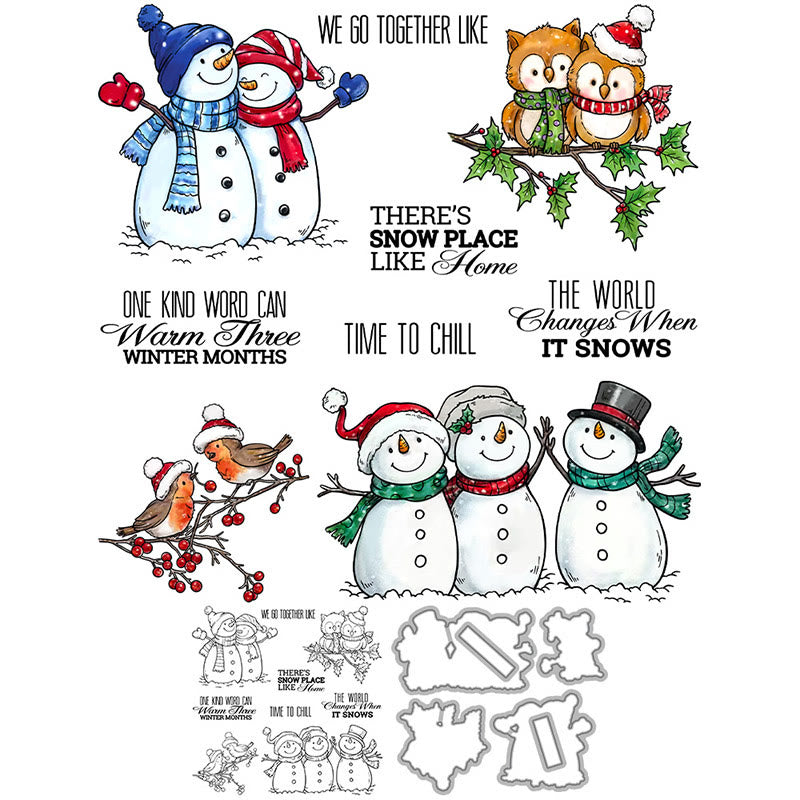 Winter Snowman Stamp Cutting Dies Set For Handmade Greeting Cards