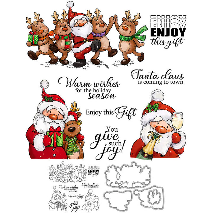 Father Christmas Stamp Cutting Dies Set For Handmade Greeting Cards