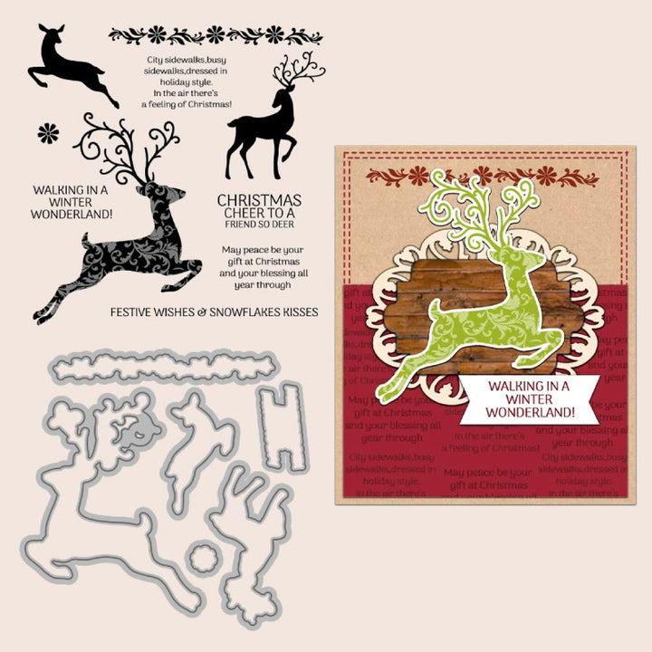 Running Elk Stamp Cutting Dies Set For Handmade Greeting Cards