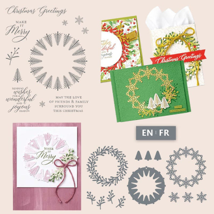 Holiday Wreath Stamp Cutting Dies Set For Handmade Greeting Cards