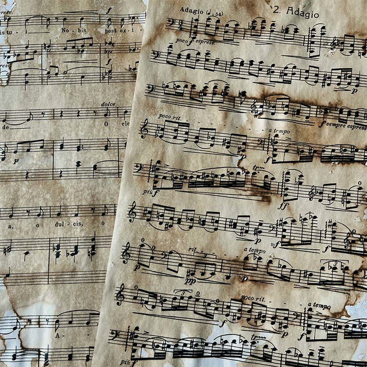 Retro Sheet Music Paper Handmade Coffee Dyed Paper Junk Journal Supplies