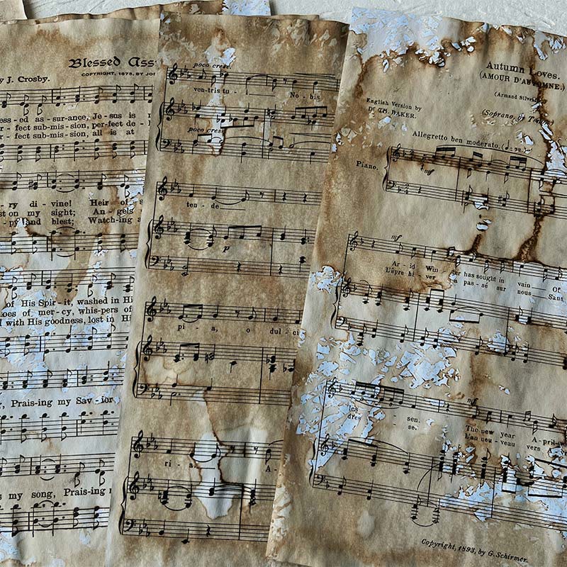 Retro Sheet Music Paper Handmade Coffee Dyed Paper Junk Journal Supplies