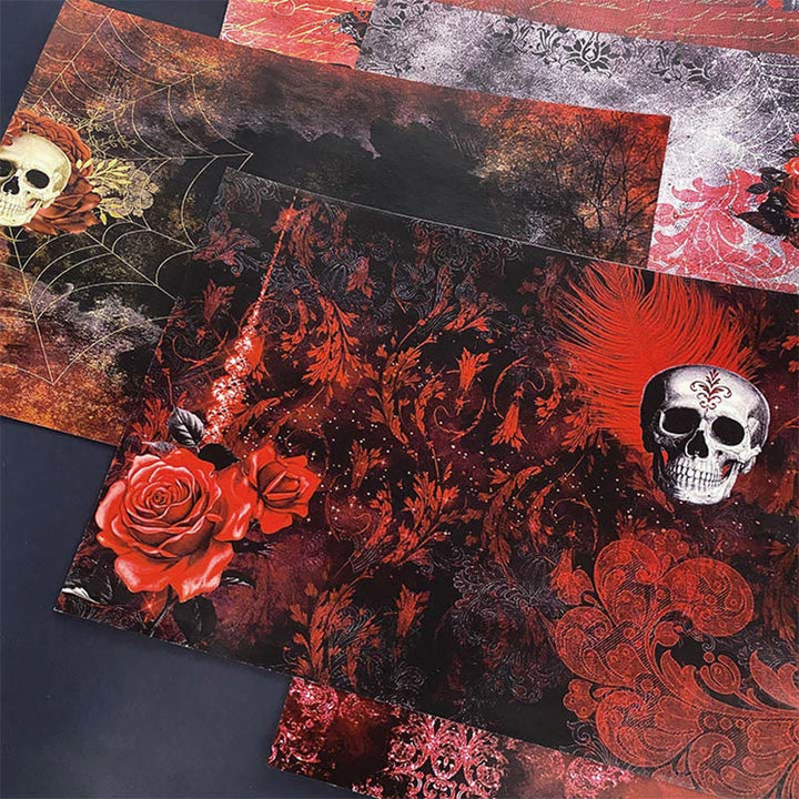 Retro Gothic Dark Skull Scrapbook Paper Junk Journal Supplies