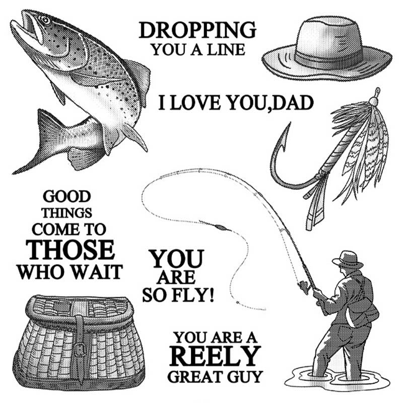 Go Fishing Stamp Cutting Dies Set For Handmade Greeting Cards