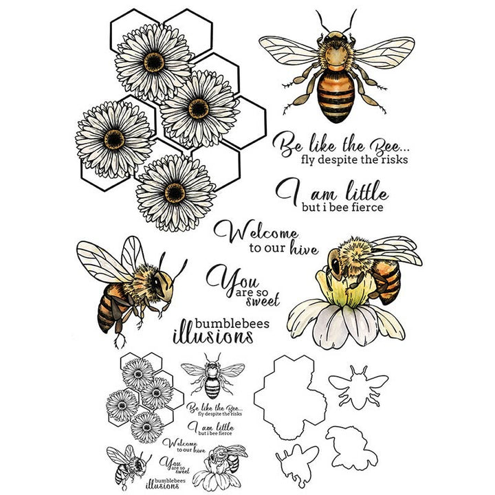 Flowers And Bees Stamp Cutting Dies Set For Handmade Greeting Crafts