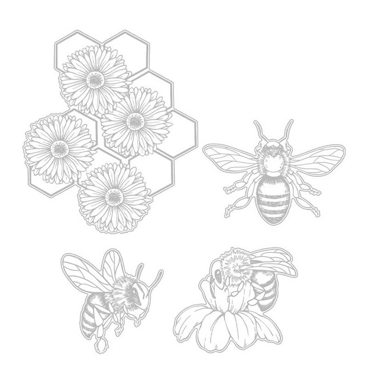 Flowers And Bees Stamp Cutting Dies Set For Handmade Greeting Crafts