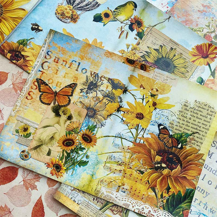 Retro European Style Flowers Background Paper Junk Journal Scrapbook Supplies