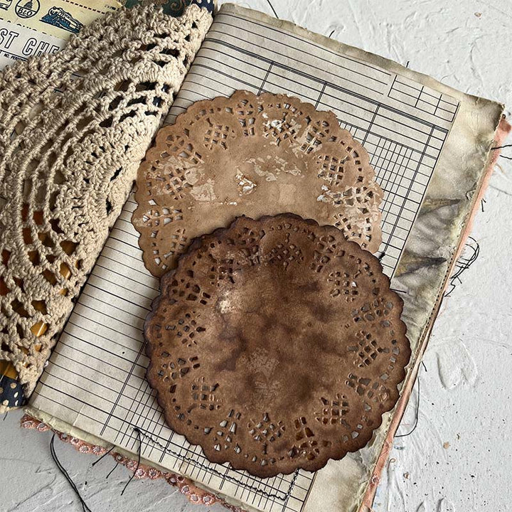 Handmade Tea Dyed Lace Paper Junk Journal Scrapbooking Supplies