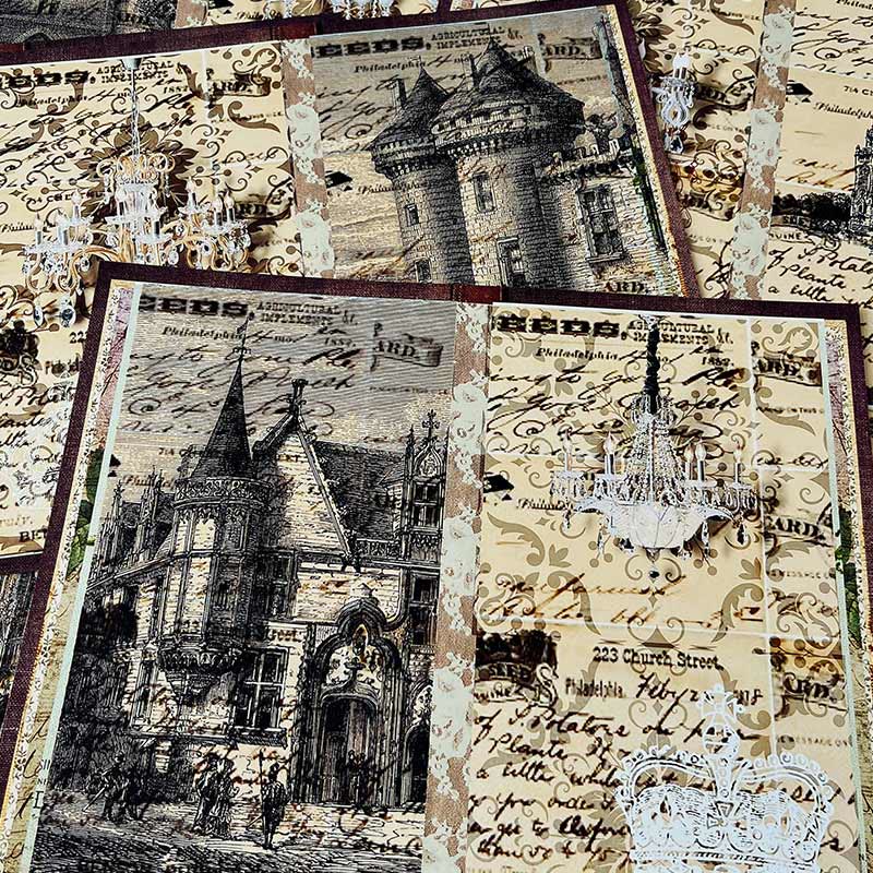 Retro European Style Architecture Background Paper Junk Journal Supplies